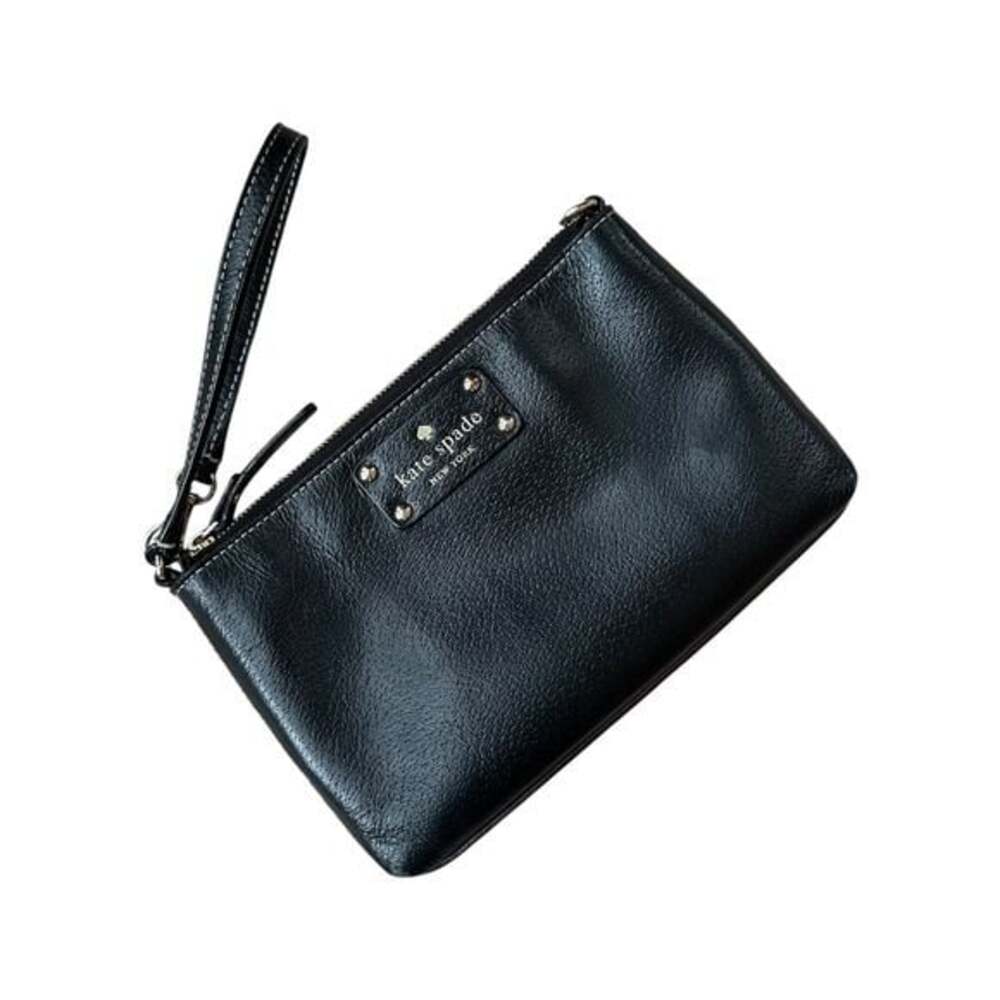 Kate Spade New York Wristlet Women Small Black Leather Classic Chic
